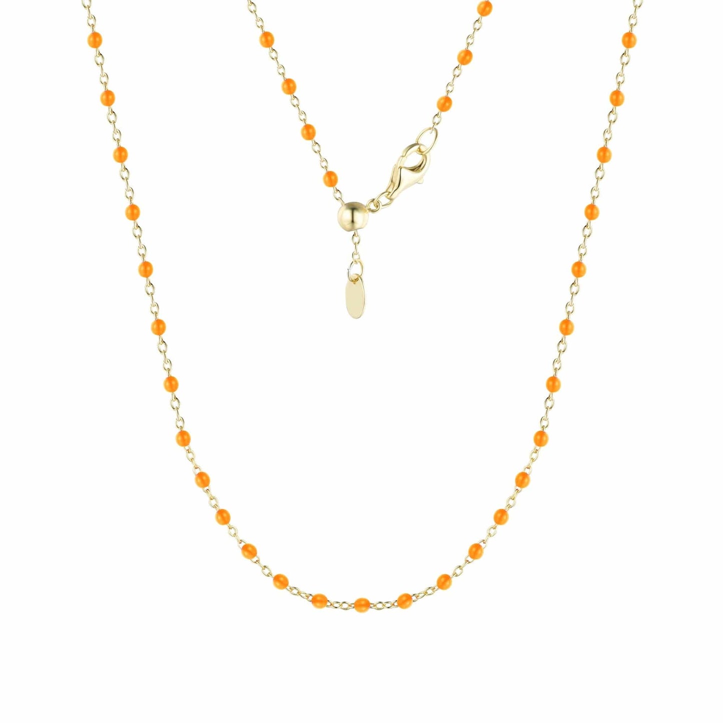 NKL-GPL Orange Enamel Beaded Chain Necklace