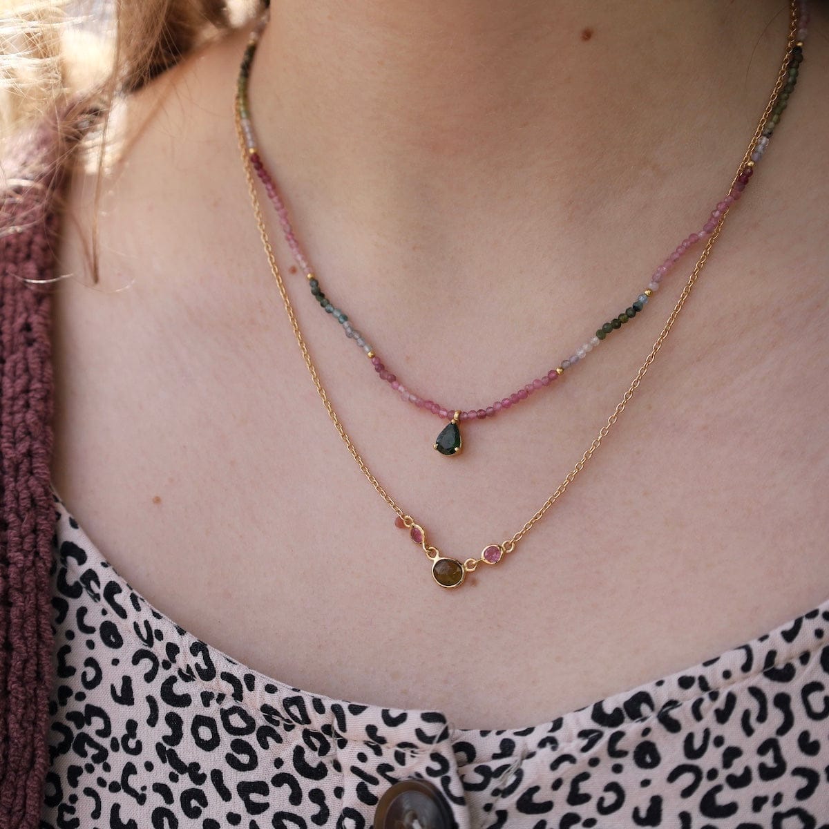 NKL-GPL Petite Mixed Tourmaline Necklace with Green Tourmaline Necklace
