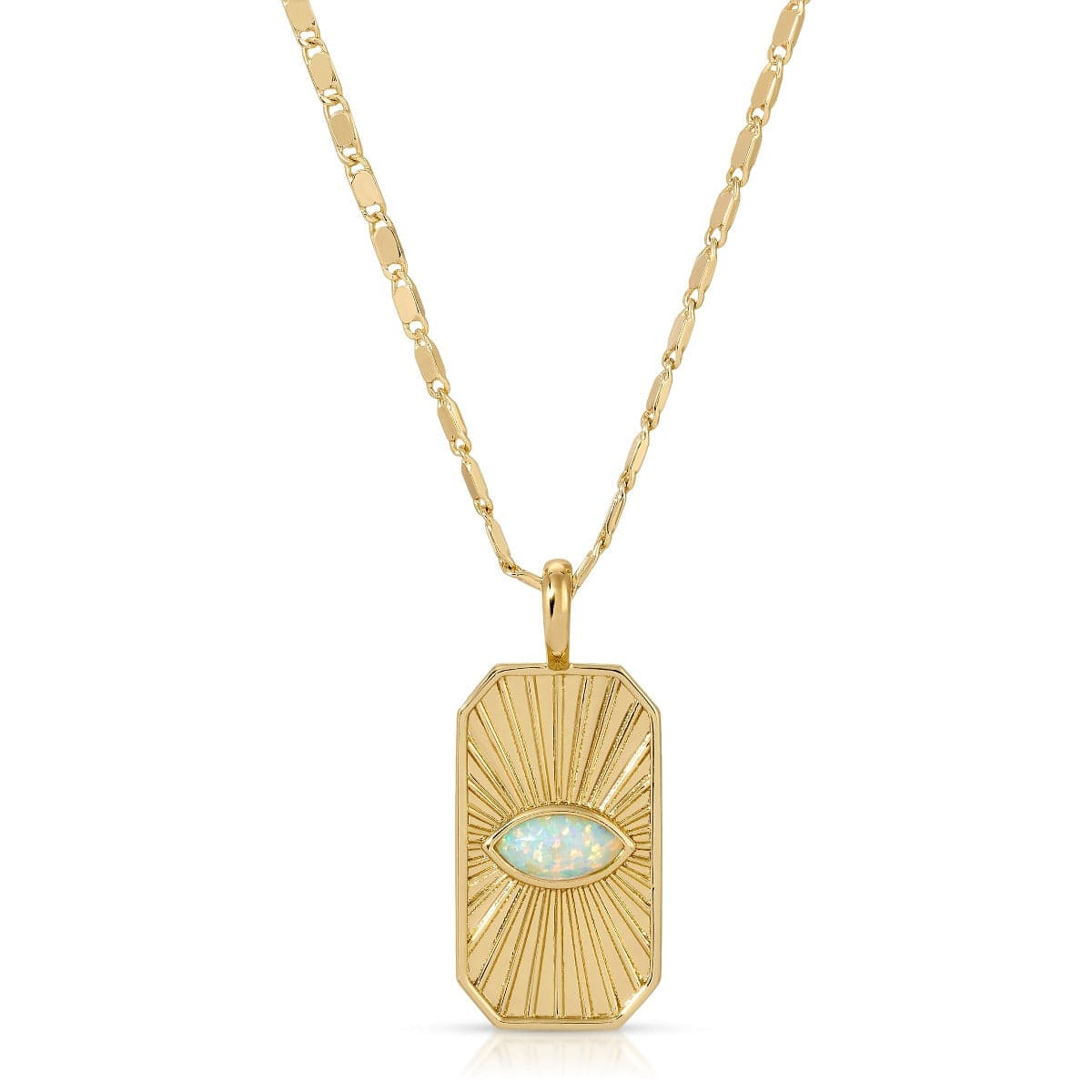 NKL-GPL White Opal Radiant Eye Pendant Necklace