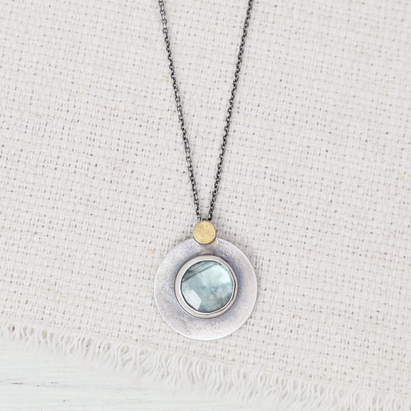 NKL Round Dot Necklace- Light Blue Kyanite