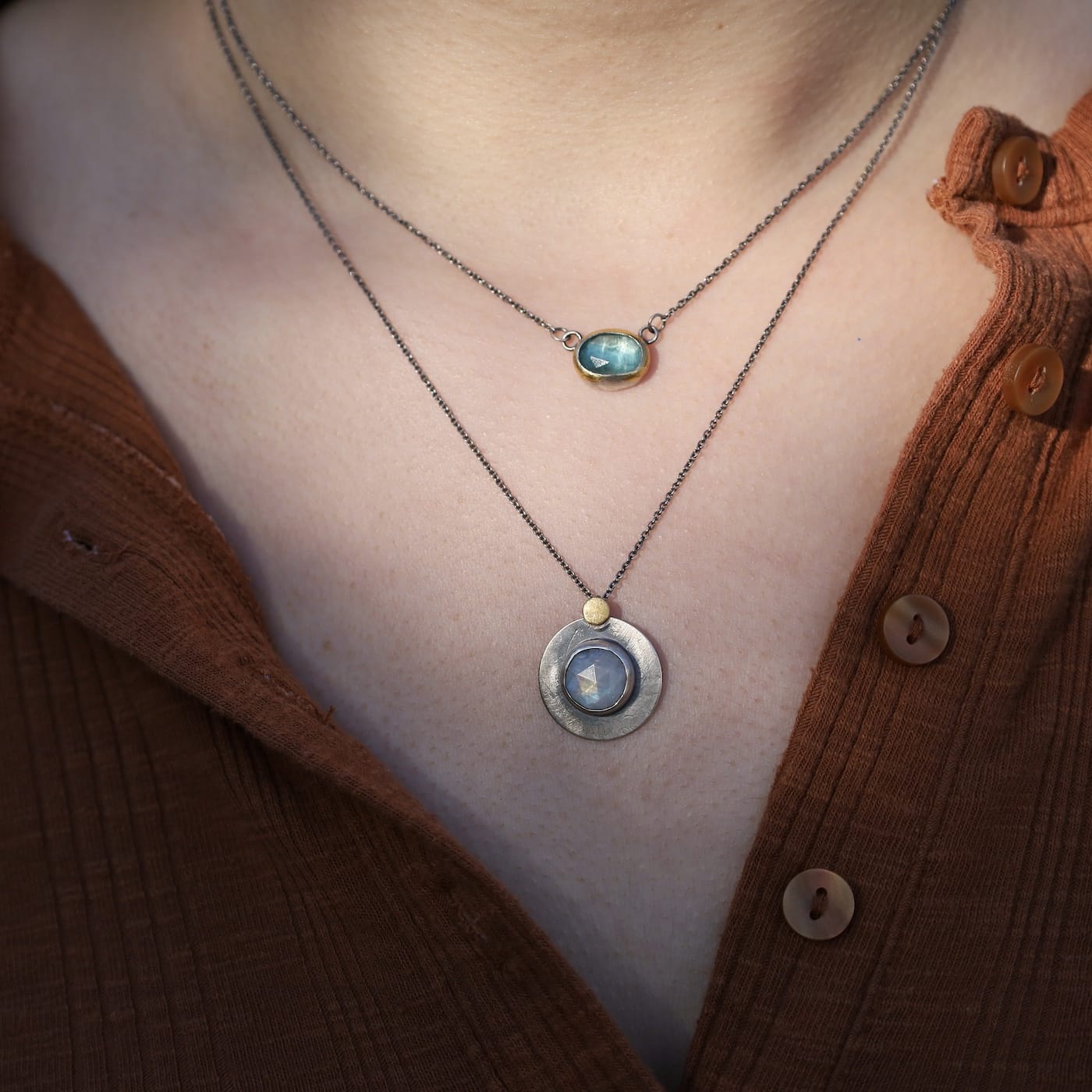NKL Round Dot Necklace- Moonstone