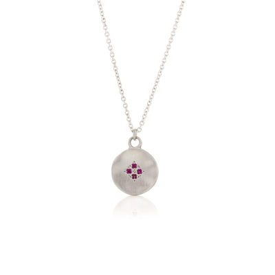 NKL Silver Four Star Wave Pendant with Ruby