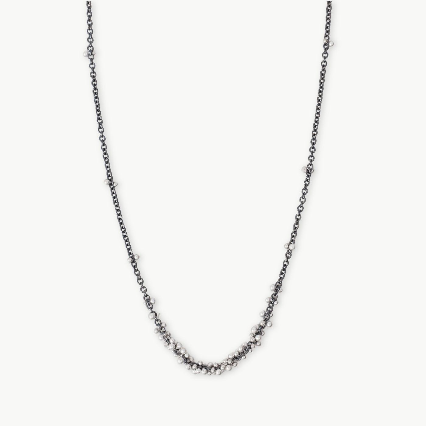 NKL Silver & Oxidized Silver Clustered Wisteria Necklace