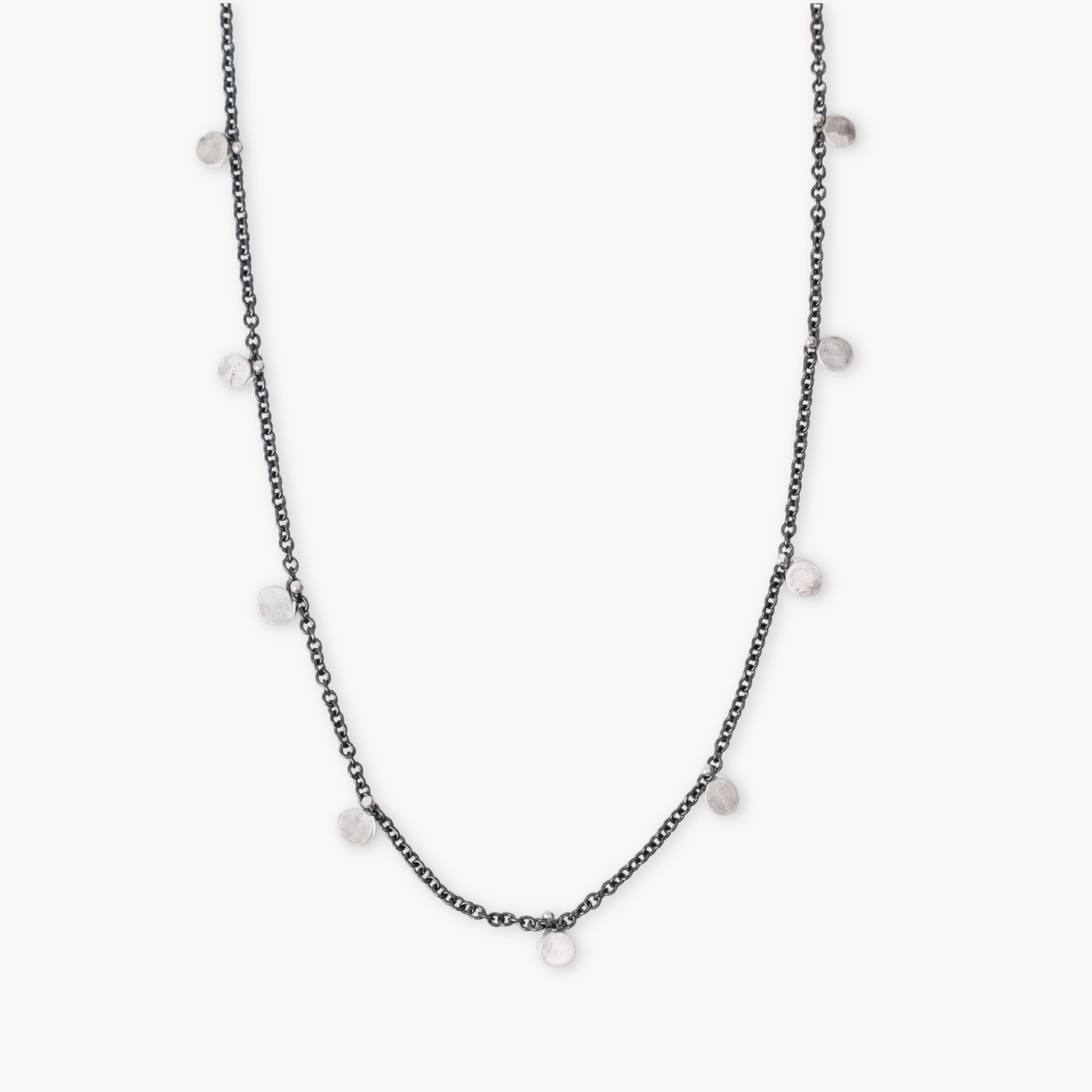 NKL Silver & Oxidized Silver Disperse Confetti Necklace