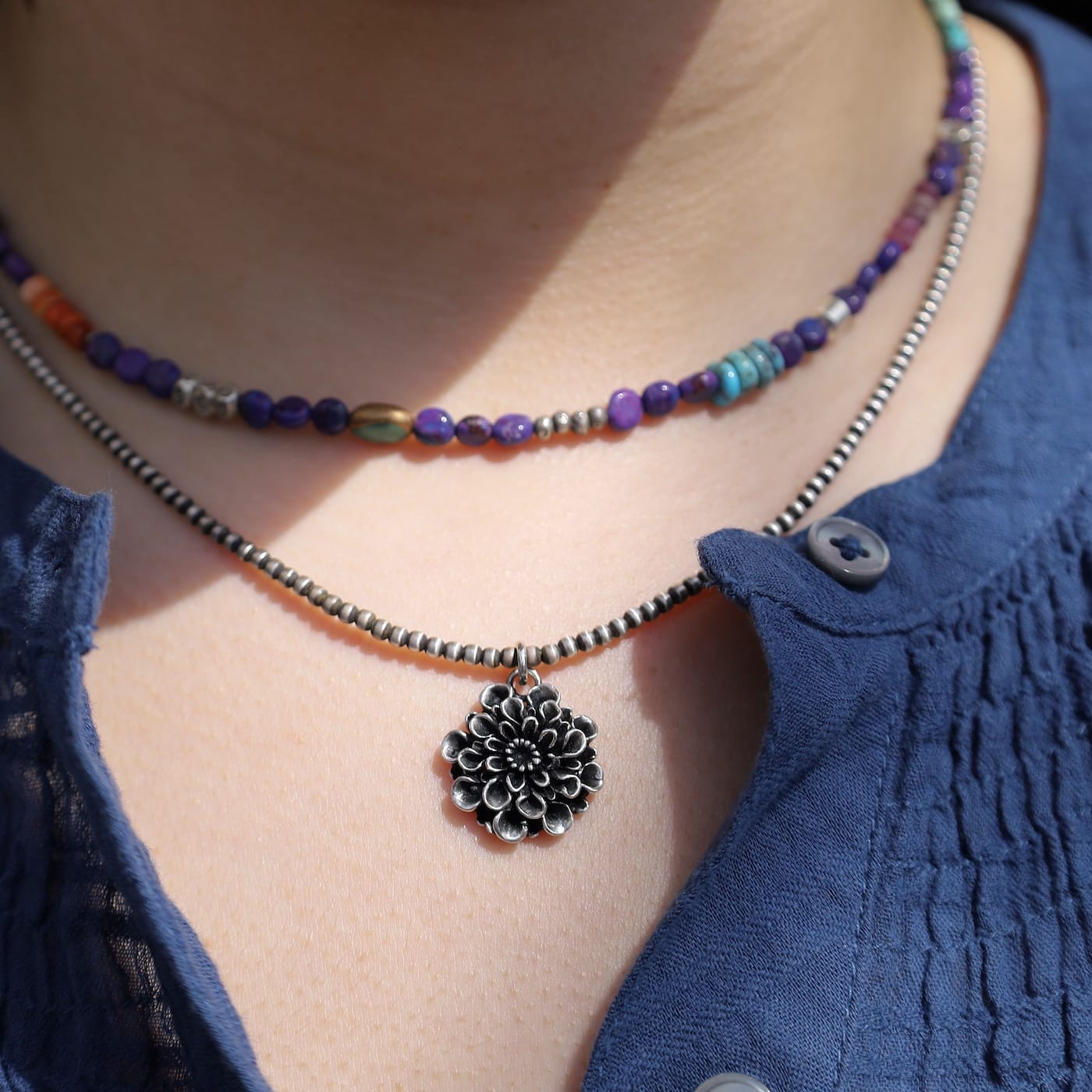 NKL Sterling Silver Dahlia Necklace