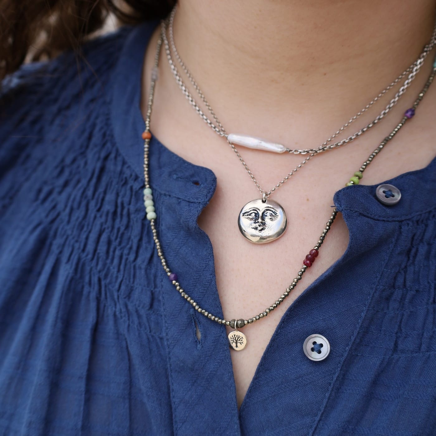 NKL Sterling Silver Freshwater Pearl Stick Necklace