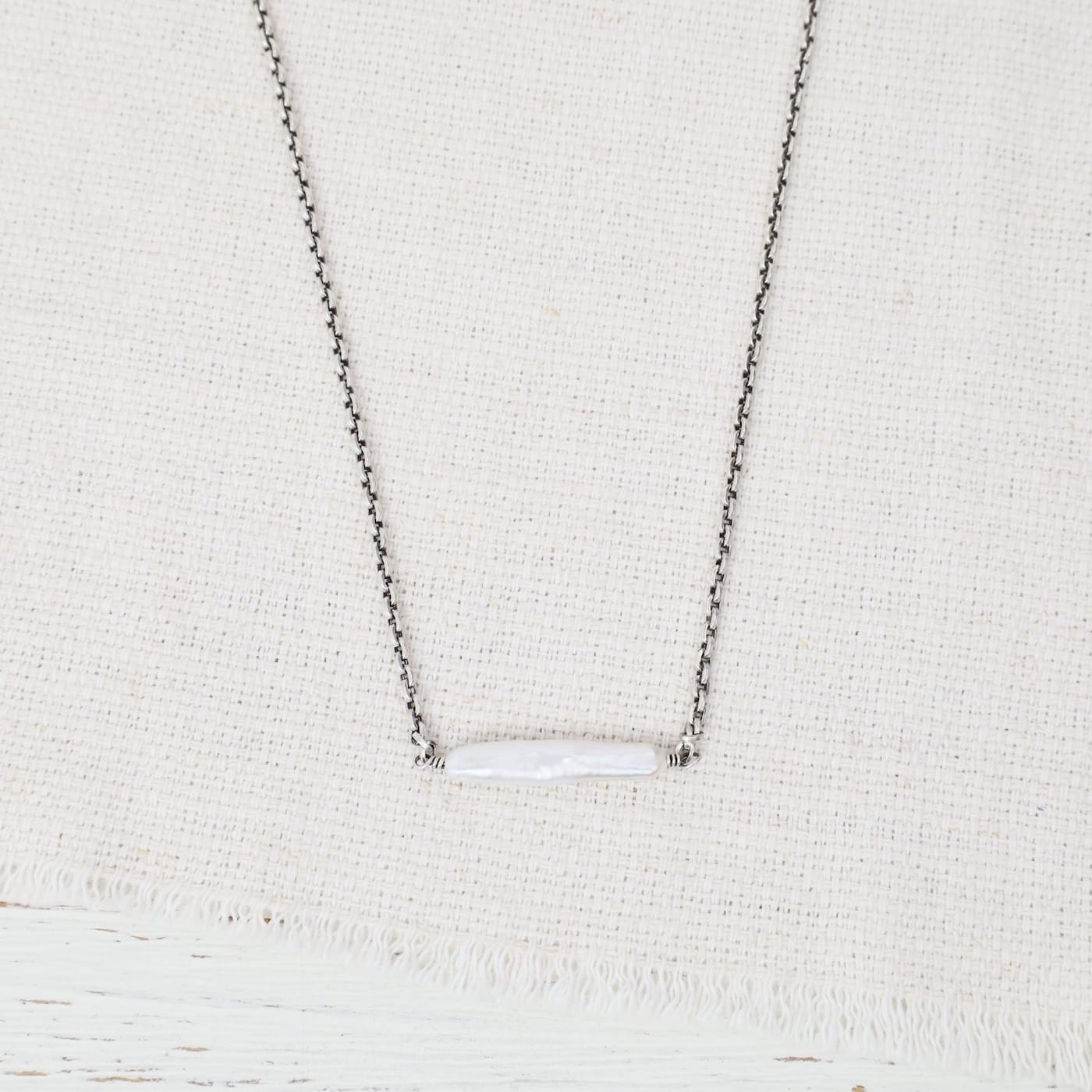 NKL Sterling Silver Freshwater Pearl Stick Necklace