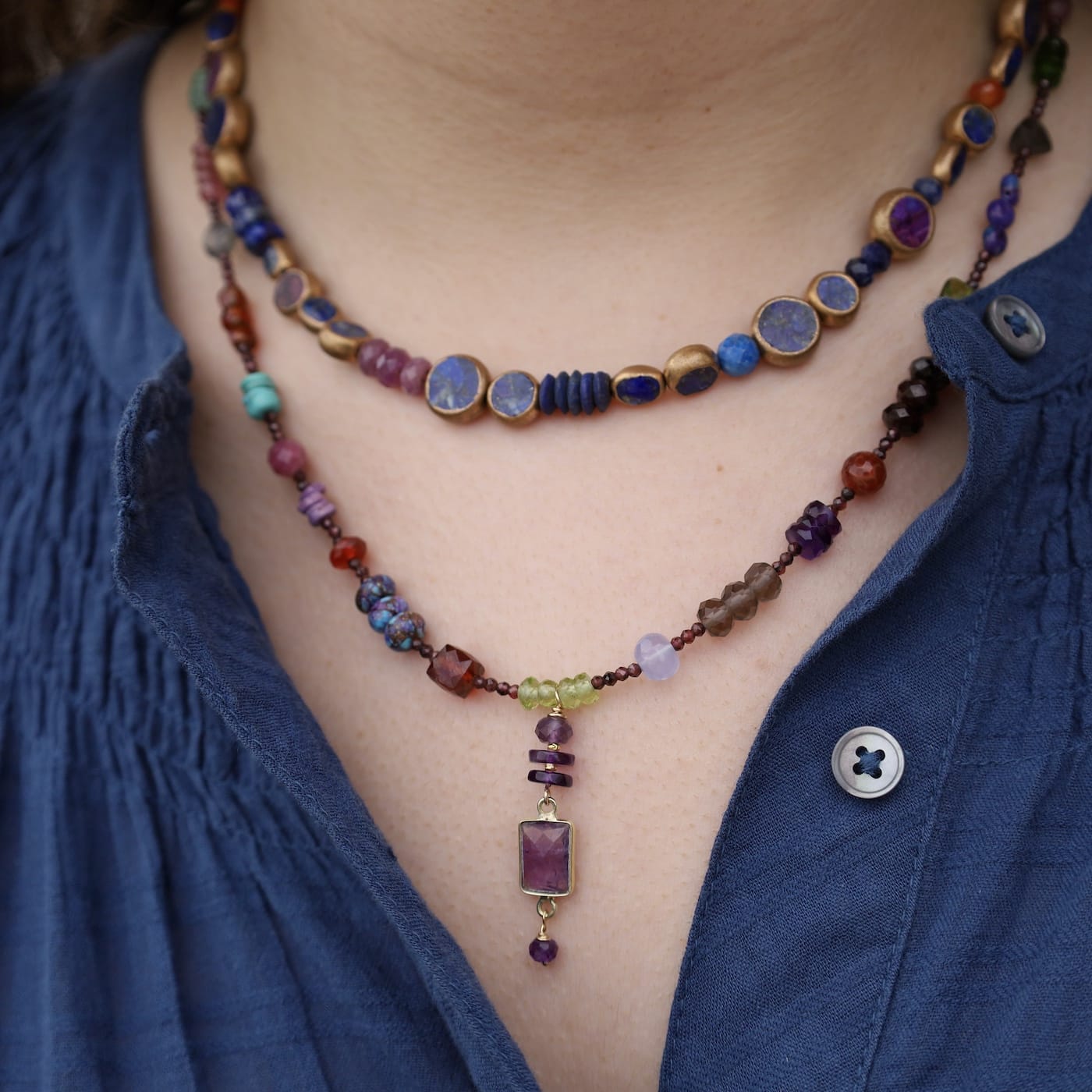 NKL The Hodgepodge Garnet Necklace with Amethyst Penda