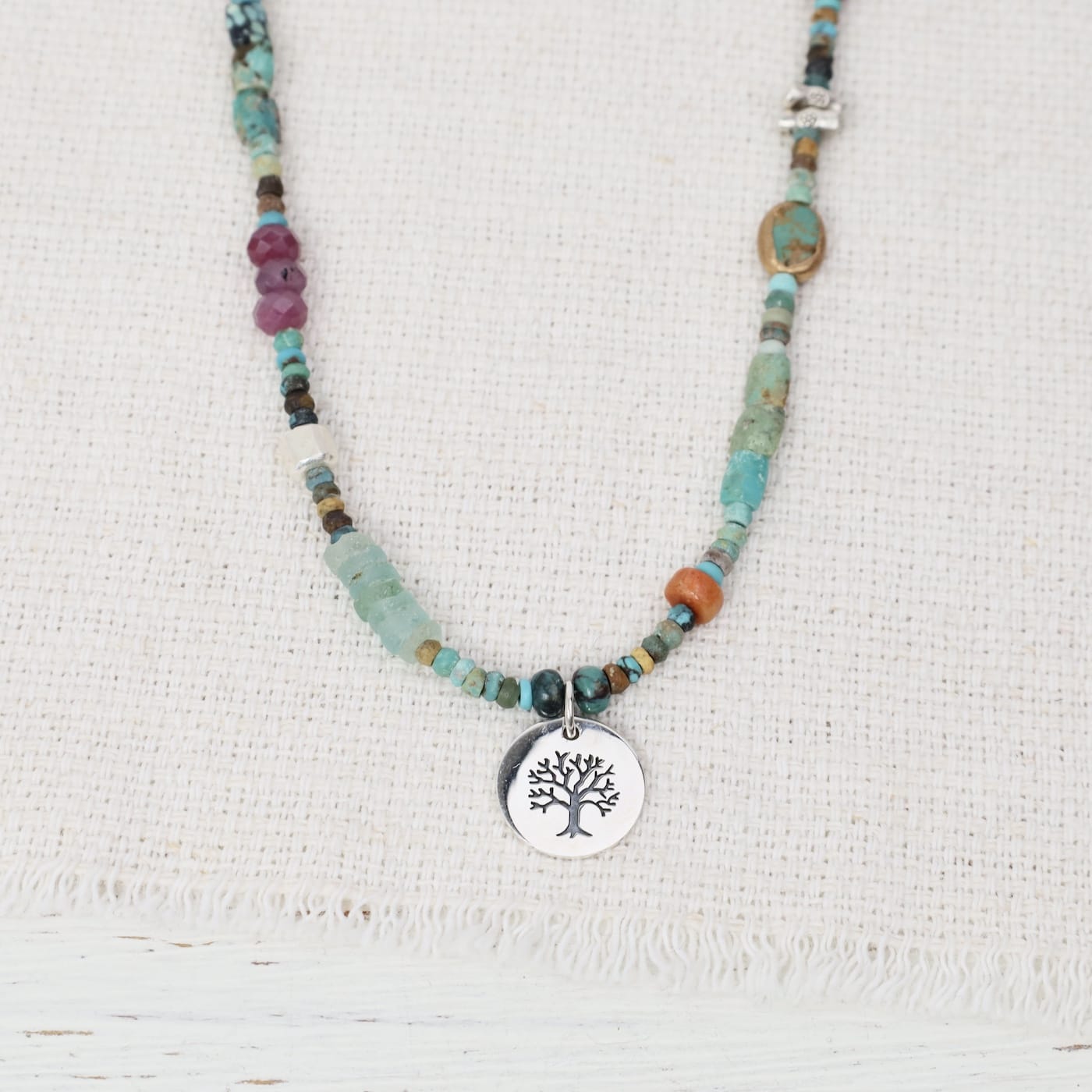 NKL Tree of Life Afghan Turquoise Silver Necklace