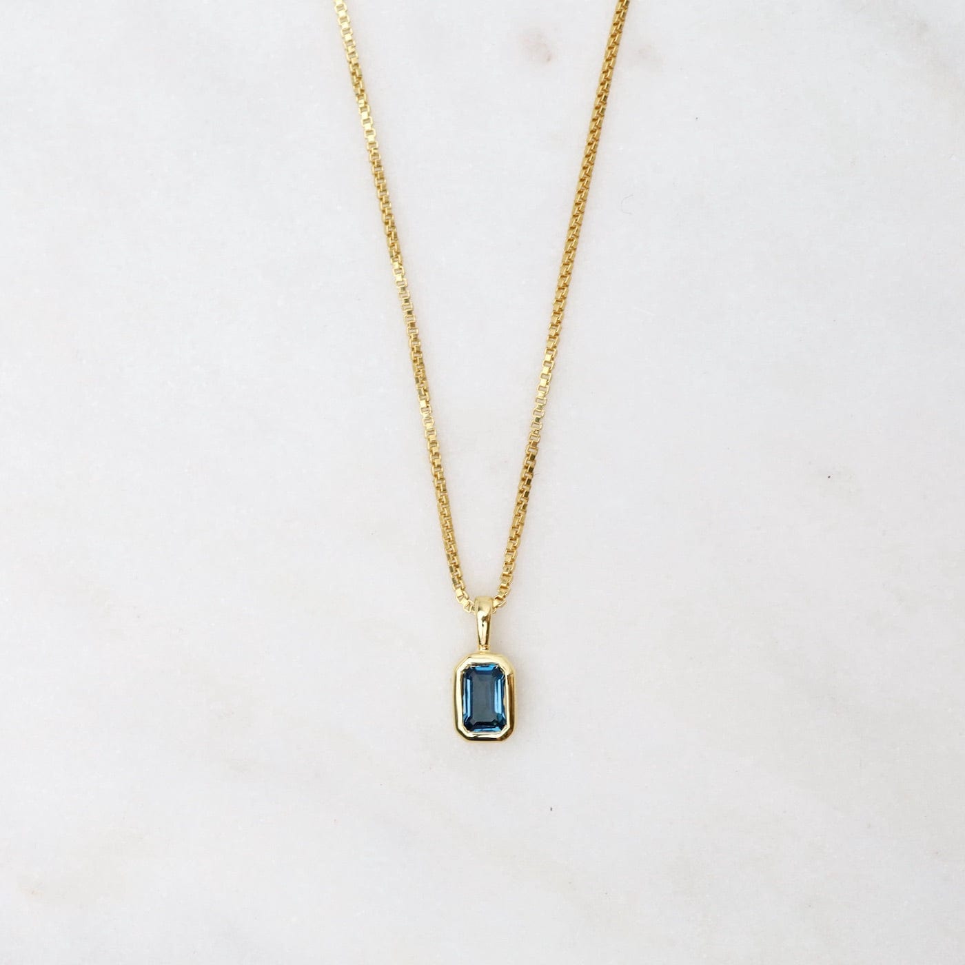 NKL-VRM London Blue Topaz Vertical Octagon Necklace - Gold Vermeil