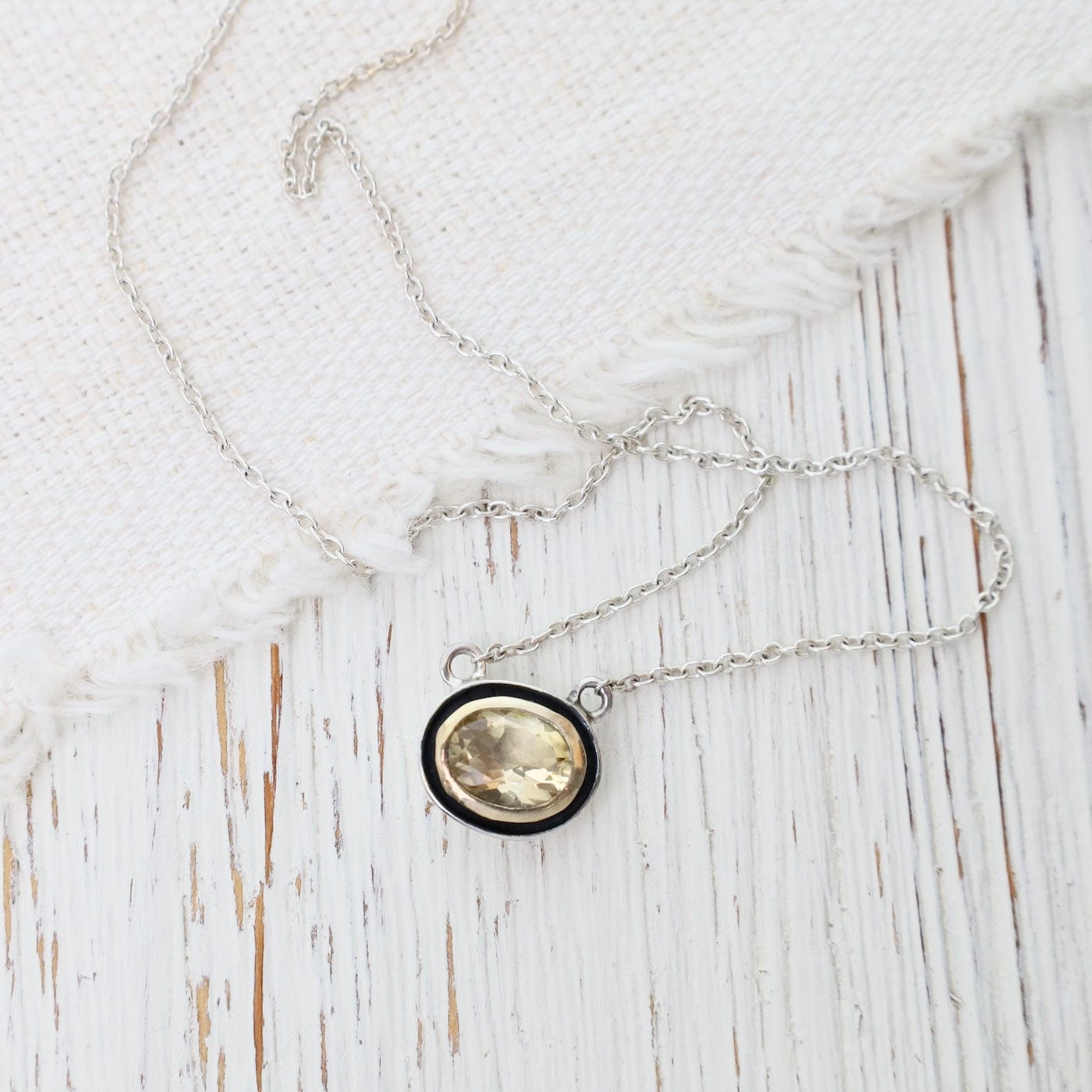 NKL-VRM Sterling Silver Necklace with Vermeil Bezel Citrine