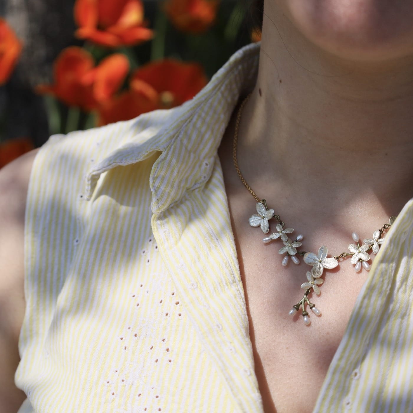 NKL White Hydrangea Necklace