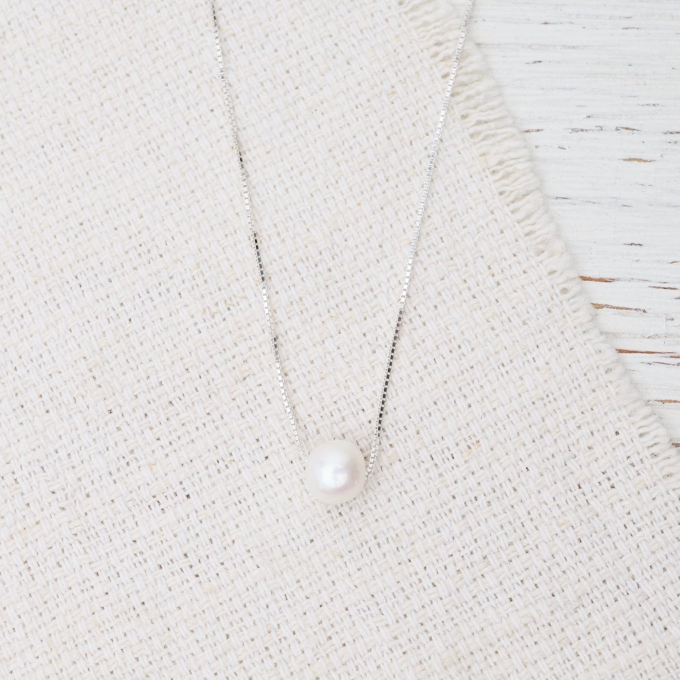 NKL White Pearl 16" Box Chain Necklace