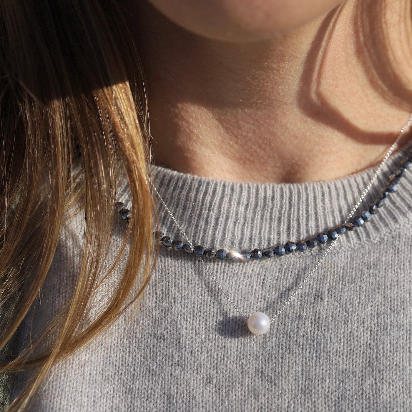 NKL White Pearl 16" Cable Chain Necklace
