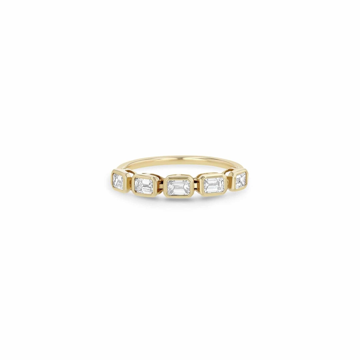 RNG-14K 14k Gold Five Bezel Set Emerald Cut Diamond Tennis Ring