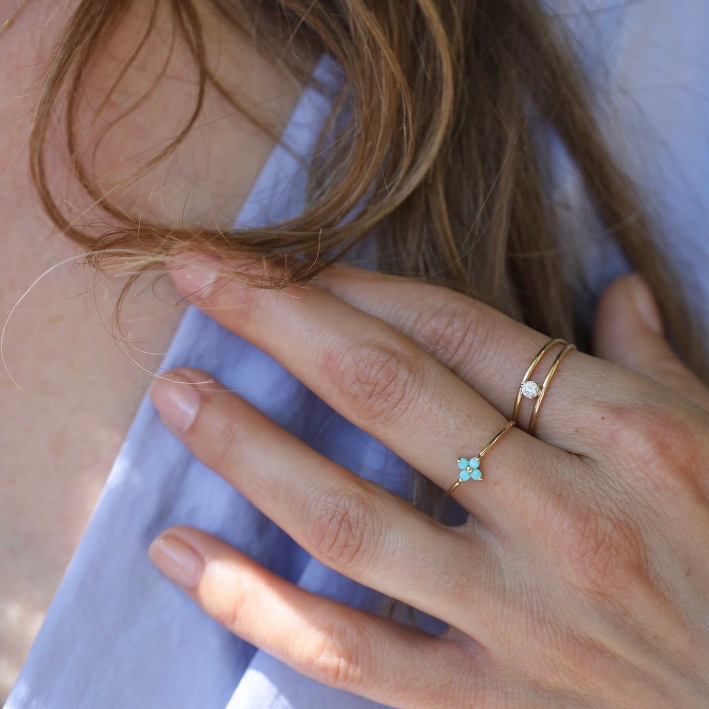 RNG-14K 14k Prong Turquoise Quad Ring
