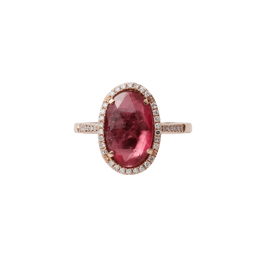 RNG-14K 14k Rose Gold One of a Kind Pink Tourmaline Ring