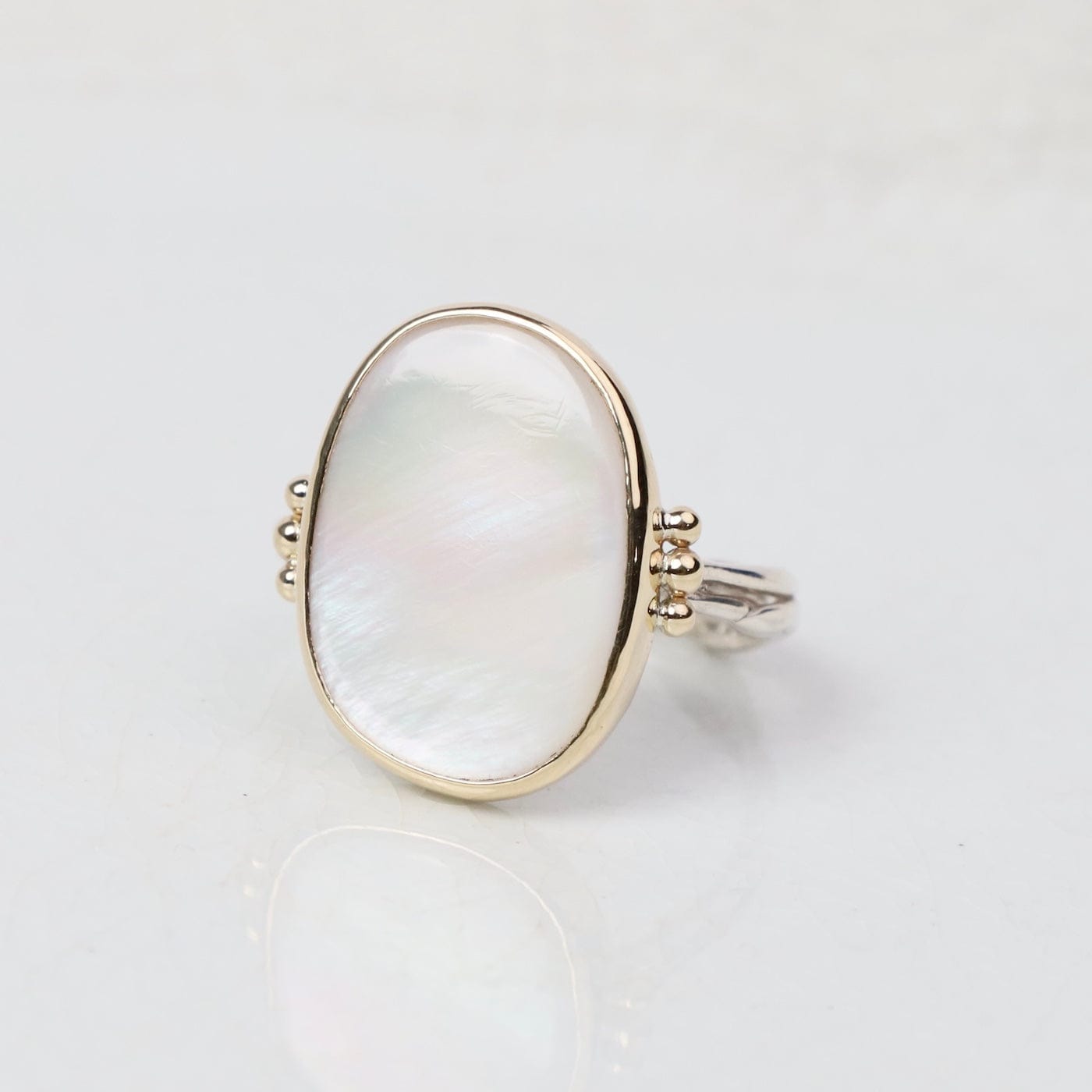 RNG-14K Mother Of Pearl Ring In 14k Yellow Gold And Sterli