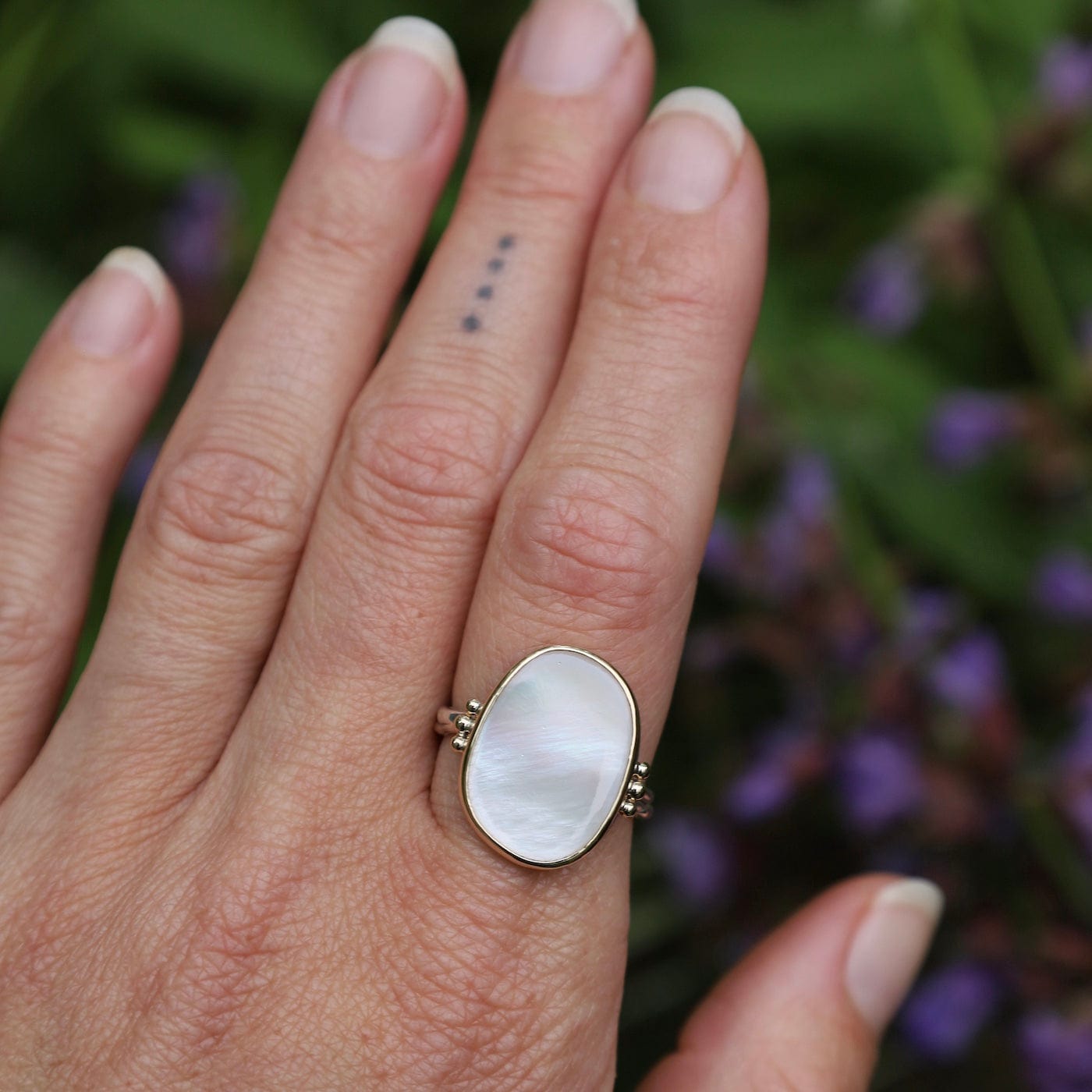 RNG-14K Mother Of Pearl Ring In 14k Yellow Gold And Sterli