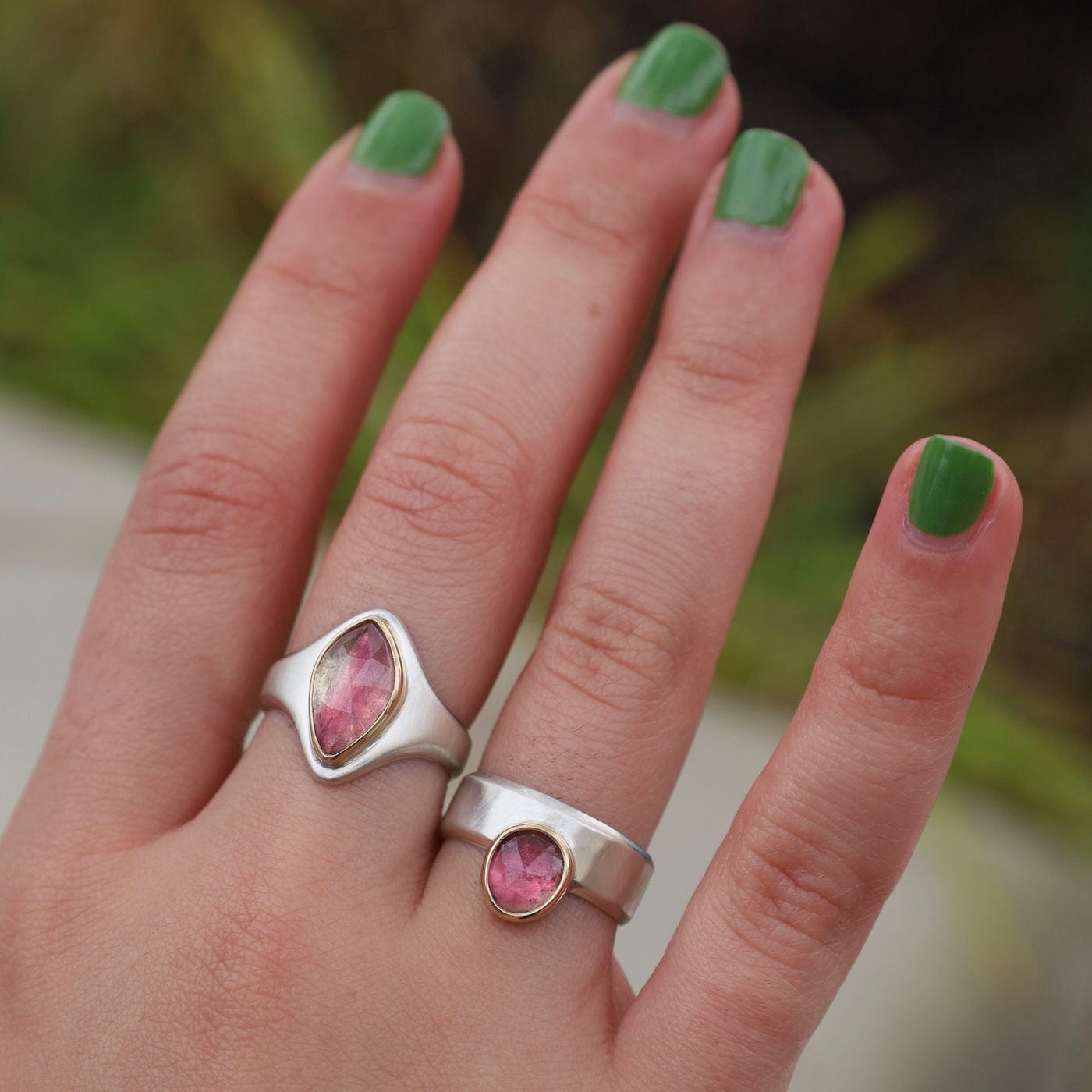 RNG-14K One of a Kind  Bi-Color Tourmaline Arroyo Ring
