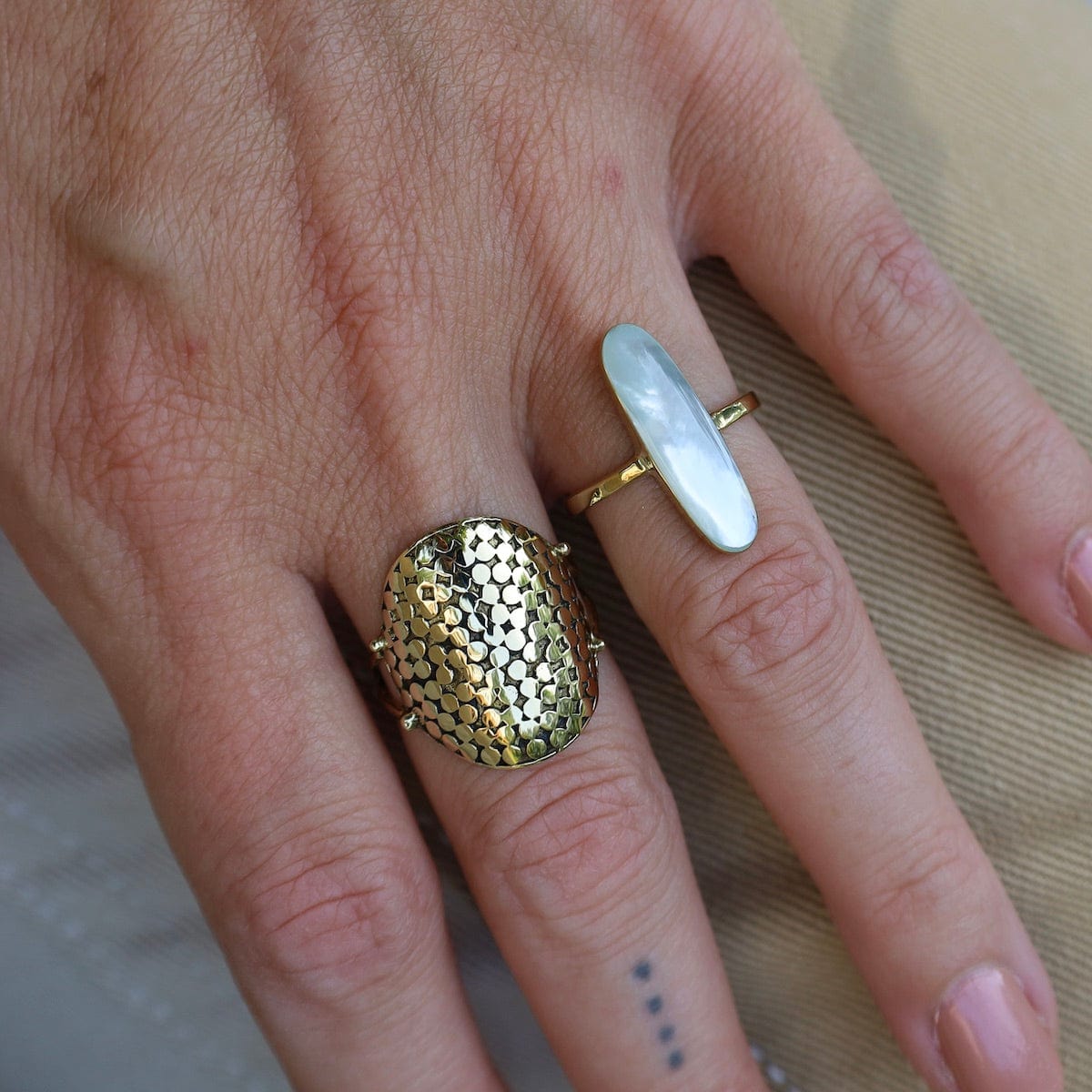 RNG-BRASS Domed Dot Solid Brass Ring