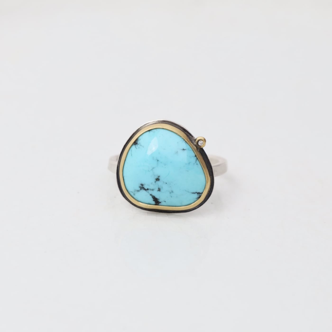 RNG Organic Turquoise Ring with 1 Diamond Dots