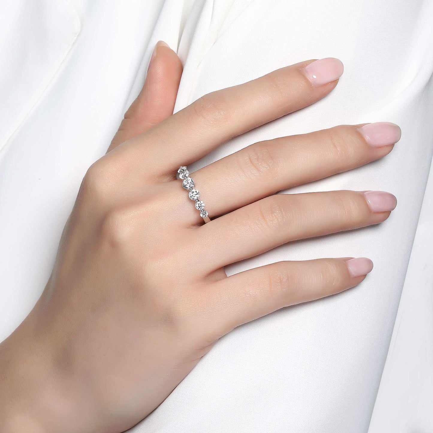 RNG-PPL Seven Symbols of Joy Half Eternity Band Ring