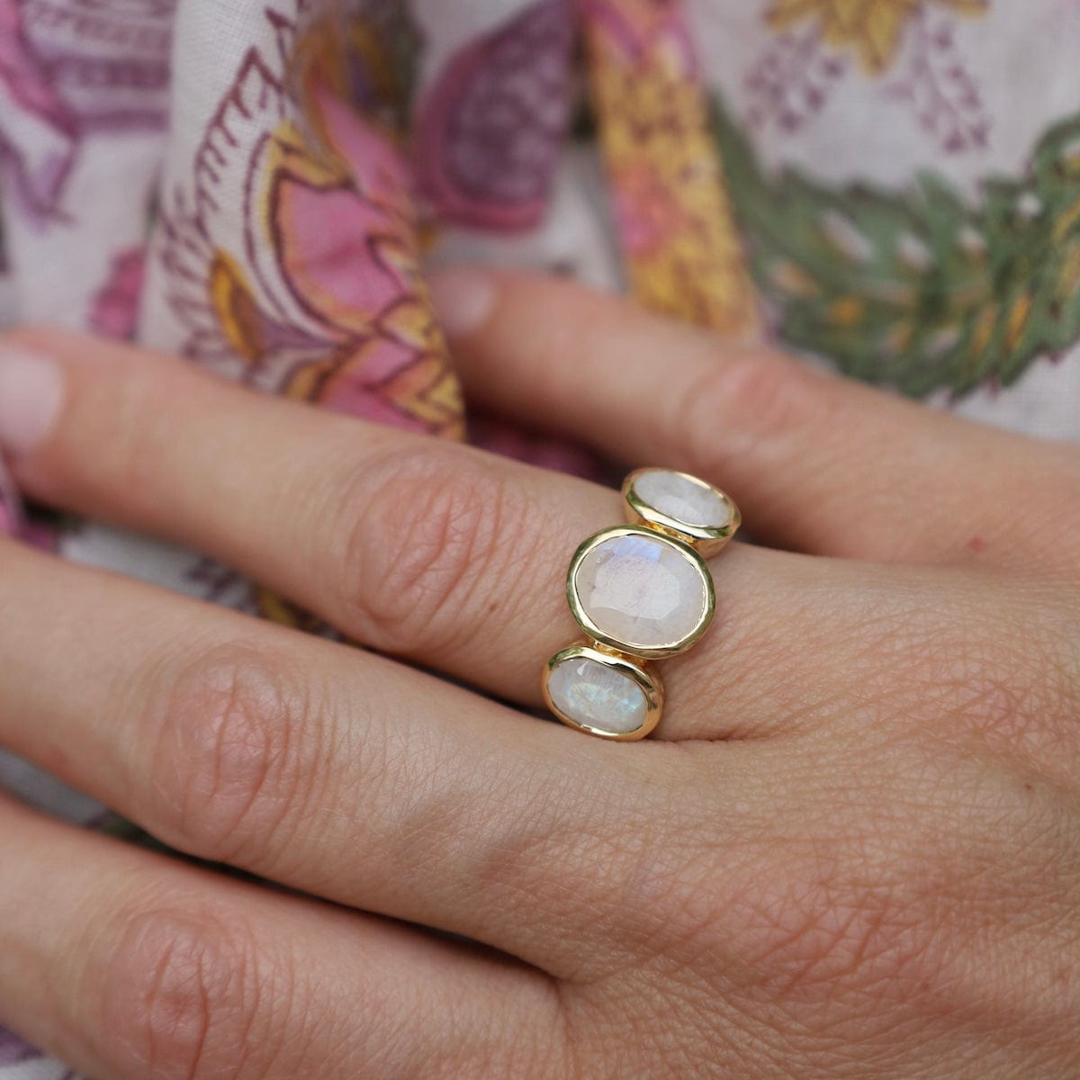 RNG-VRM Moonstone Three Stone Ring