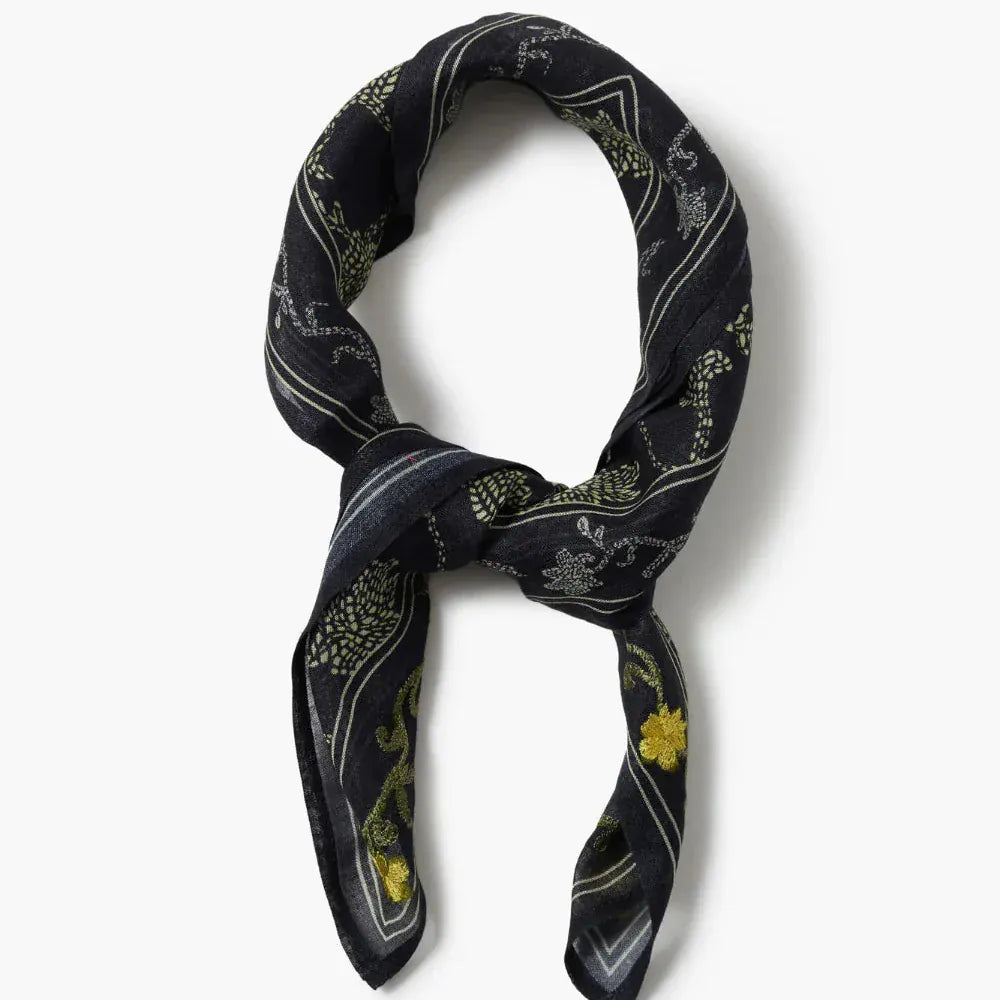 SCRF Embroidered Kantha Floral Bandana Black