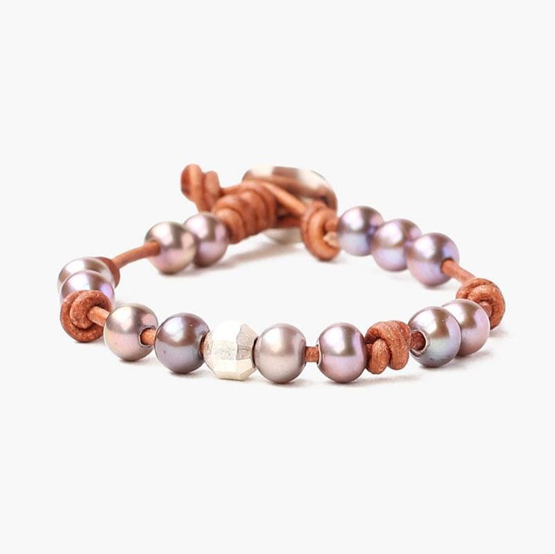 WRP Sterling Silver 6" Single Wrap with Pearls on Natu